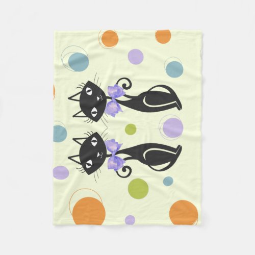 Mid Century Modern Cat Fleece Blanket