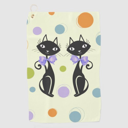 Mid Century Modern Cat Golf Towel