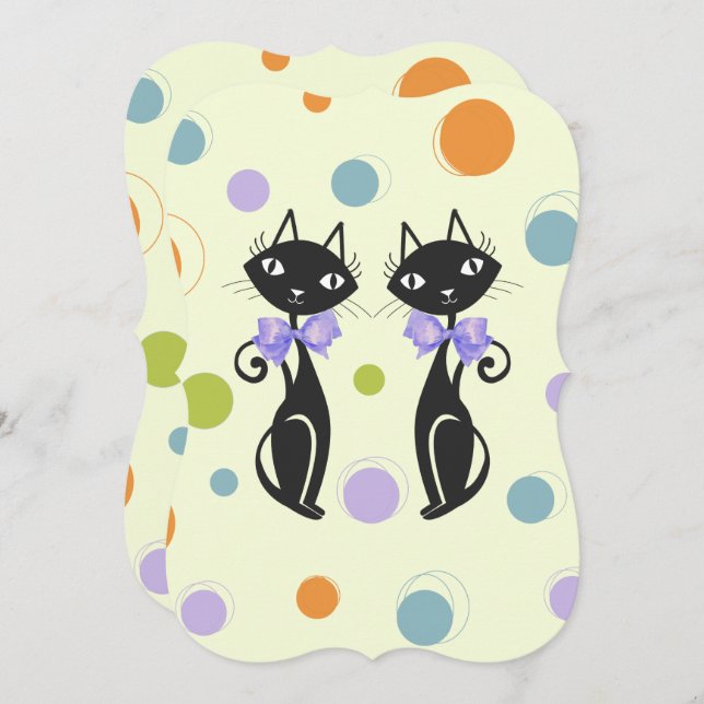 Mid Century Modern Cat Invitation (Front/Back)
