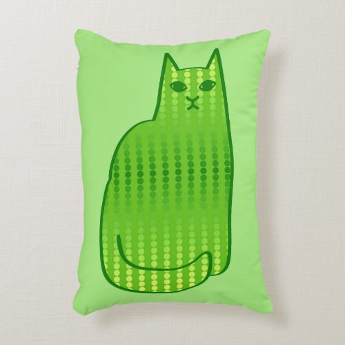 Mid_Century Modern Cat Lime and Emerald Green   Accent Pillow