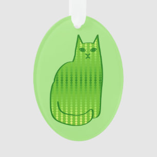 Mid-Century Modern Cat, Lime and Emerald Green Ornament