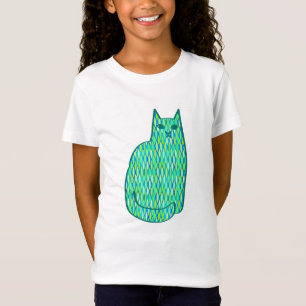 Mid-Century Modern Cat, Mint and Lime Green T-Shirt