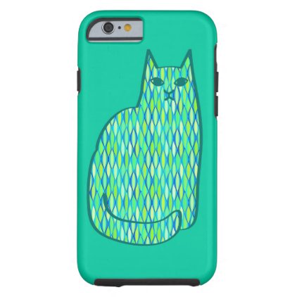 Mid-Century Modern Cat, Mint and Lime Green Tough iPhone 6 Case