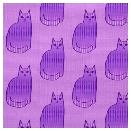 Mid-Century Modern Cat, Orchid and Purple Fabric