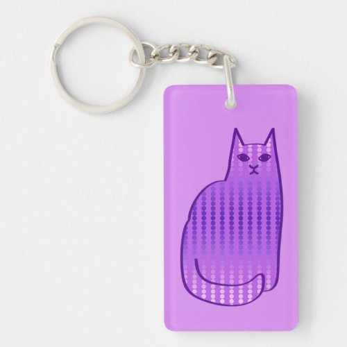 Mid_Century Modern Cat Orchid and Purple Keychain
