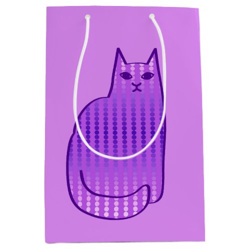 Mid_Century Modern Cat Orchid and Purple Medium Gift Bag
