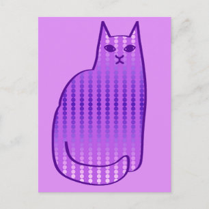 Mid-Century Modern Cat, Orchid and Purple Postcard