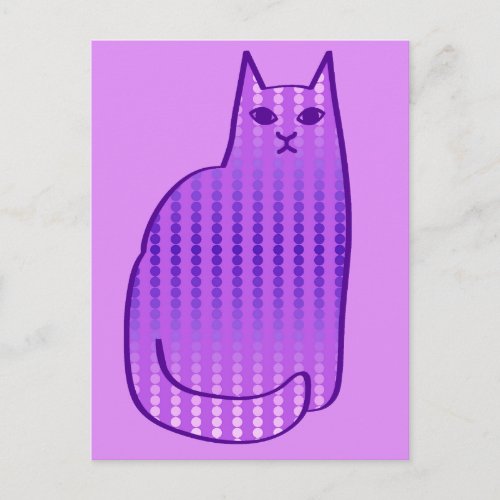 Mid_Century Modern Cat Orchid and Purple Postcard