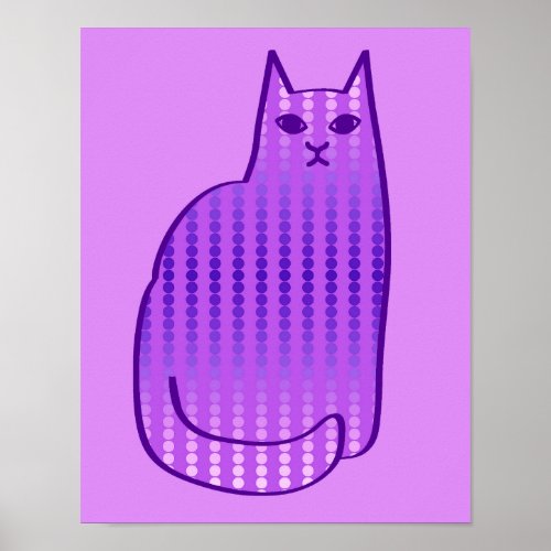 Mid_Century Modern Cat Orchid and Purple Poster