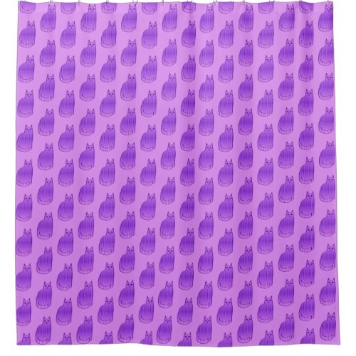 Mid_Century Modern Cat Orchid and Purple Shower Curtain
