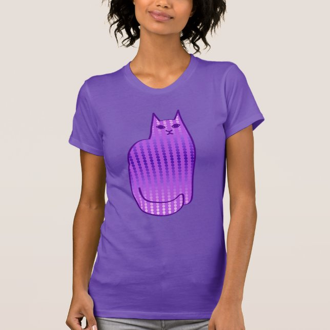 Mid-Century Modern Cat, Orchid and Purple T-Shirt (Front)