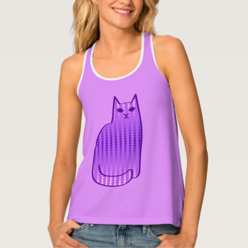 Mid_Century Modern Cat Orchid and Purple Tank Top