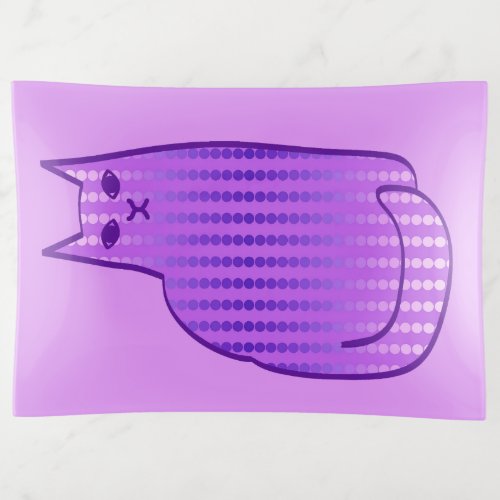 Mid_Century Modern Cat Orchid and Purple Trinket Tray