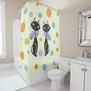 Mid Century Modern Cat Shower Curtain