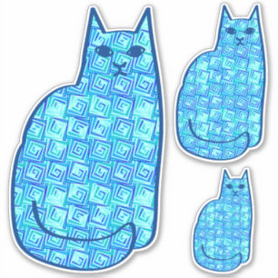Mid-Century Modern Cat, Turquoise and Navy Sticker