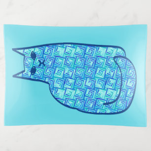 Mid-Century Modern Cat, Turquoise and Navy Trinket Tray