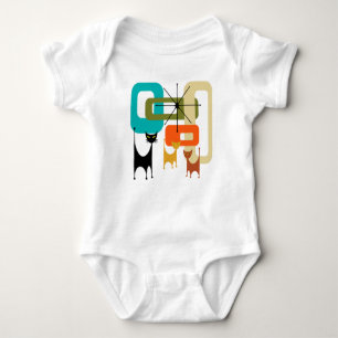 Mid-century Modern Cats Baby Bodysuit