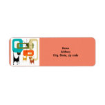 Mid-century Modern Cats Label
