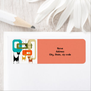 Mid-century Modern Cats Label