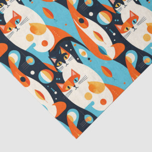  Mid-Century Modern Cats on an Abstract Background Tissue Paper