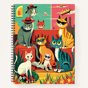 Mid Century Modern Cats on Vacation Journal 