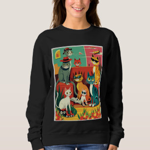 Mid Century Modern Cats on Vacation Sweatshirt