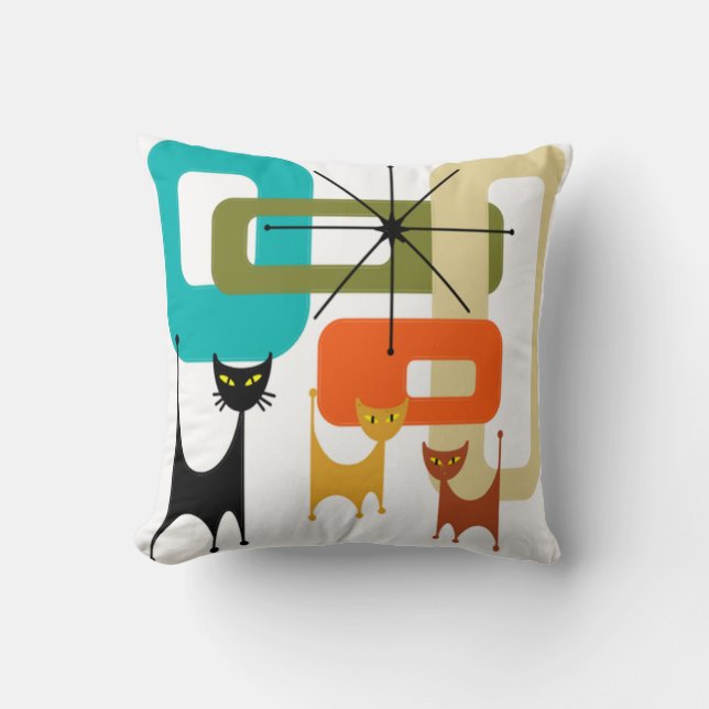 Mid-century Modern Cats  Throw Pillow (Front)