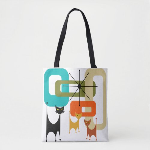 Mid_Century Modern Cats Tote Bag