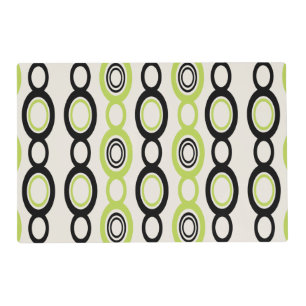 Mid Century Modern Chain Links Black Chartreuse Placemat