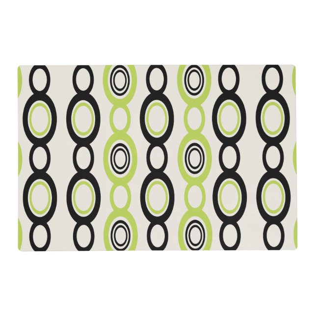 Mid Century Modern Chain Links Black Chartreuse Placemat (Front)