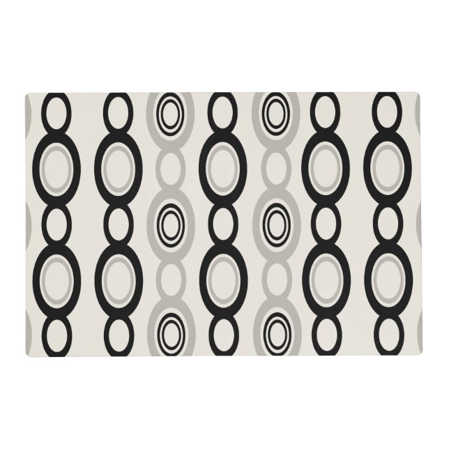 Mid Century Modern Chain Links Black Gray Placemat (Front)