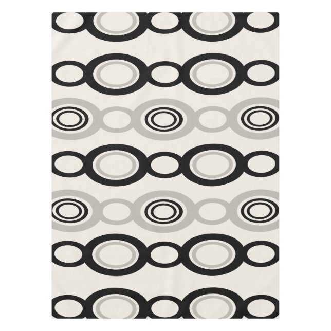 Mid Century Modern Chain Links Black Gray Tablecloth (Front)