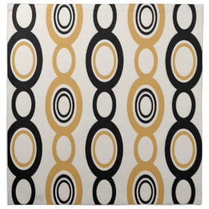 Mid Century Modern Chain Links Black Orange Cloth Napkin