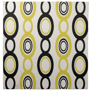 Mid Century Modern Chain Links Black Yellow Cloth Napkin