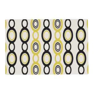 Mid Century Modern Chain Links Black Yellow Placemat