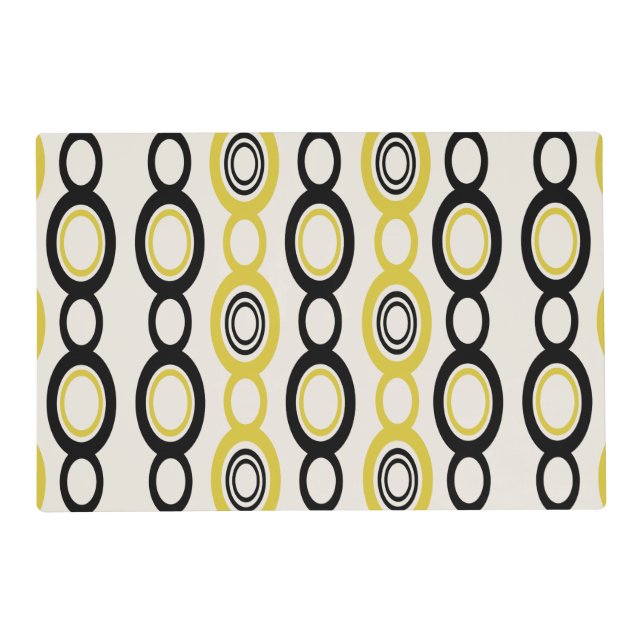 Mid Century Modern Chain Links Black Yellow Placemat (Front)