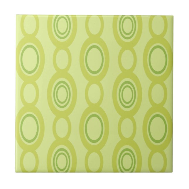 Mid Century Modern Chain Links Chartreuse Ceramic Tile (Front)