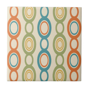 Mid Century Modern Chain Links Colorful Ceramic Tile