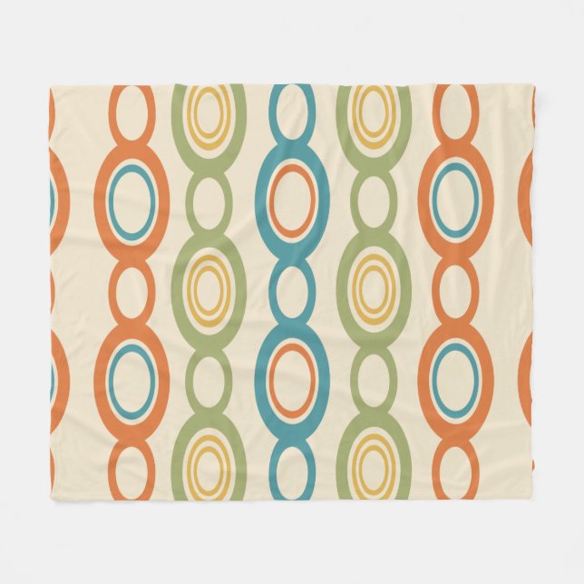 Mid Century Modern Chain Links Colorful Fleece Blanket (Front (Horizontal))