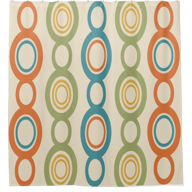 Mid Century Modern Chain Links Colorful Shower Curtain (Front)