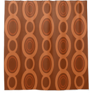 Mid Century Modern Chain Links Orange Shower Curtain
