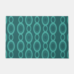 Mid Century Modern Chain Links Teal Doormat