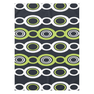 Mid Century Modern Chain Links White Chartreuse Tablecloth