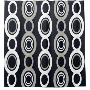 Mid Century Modern Chain Links White Gray Shower Curtain