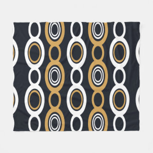 Mid Century Modern Chain Links White Orange Fleece Blanket