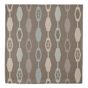 Mid Century Modern Chains Earth Tones Duvet Cover