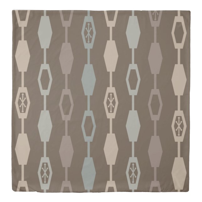 Mid Century Modern Chains Earth Tones Duvet Cover (Front)