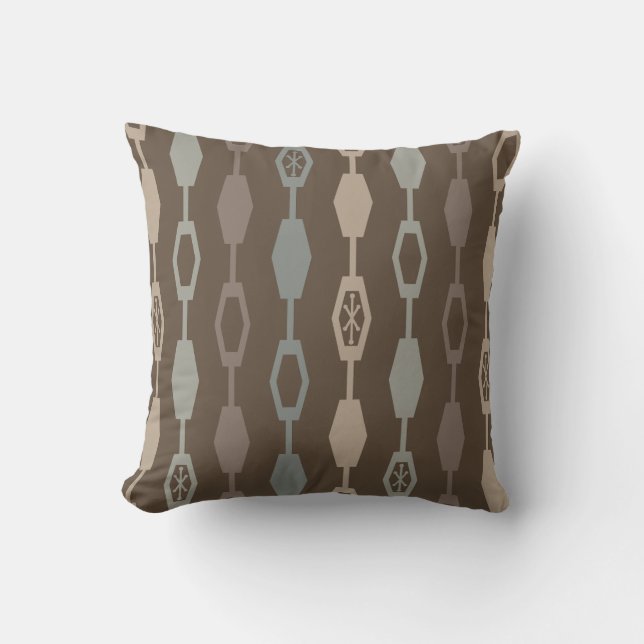 Mid Century Modern Chains Earth Tones Throw Pillow (Front)