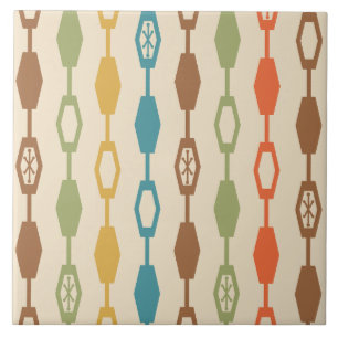 Mid Century Modern Chains Multicolored Ceramic Tile