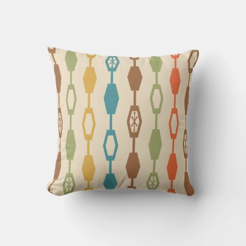 Mid Century Modern Chains Multicolored Throw Pillow